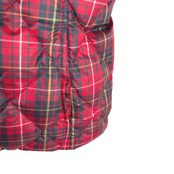 Lands' End Puffer Down Vest Womens Large Quilted Red Plaid Outdoor CJ-2146 - Picture 5 of 10